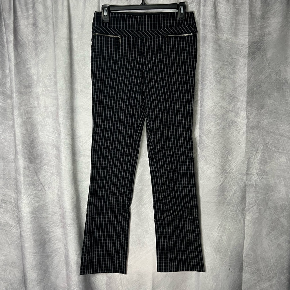 Violets & Roses Black and White Checkered Pants with Zip Front Pockets - 4/27
